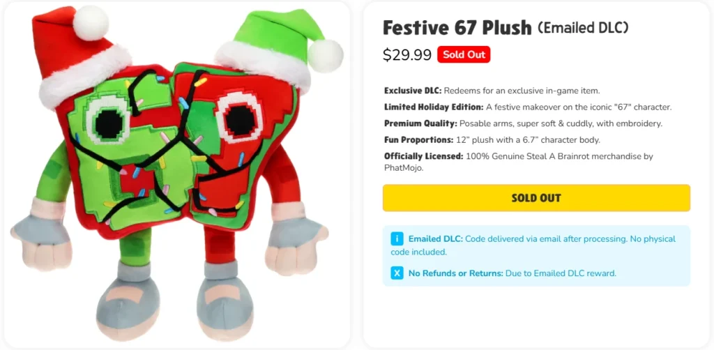 Игрушка Festive 67 на официальном сайте Steal a Brainrot