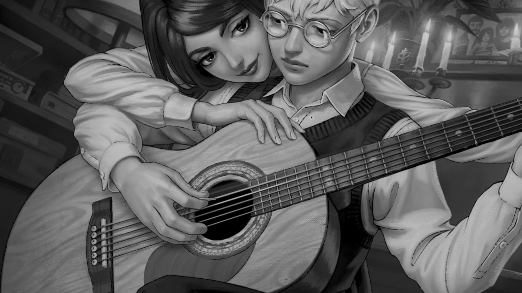 Зайчик (Tiny Bunny): игра на гитаре у Полины дома