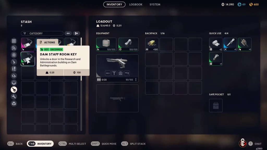 Ключ от комнаты персонала дамбы (Dam Staff Room Key) в ARC Raiders