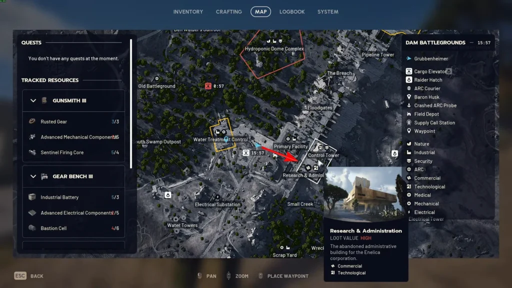 Здание «Исследования и администрация» на карте