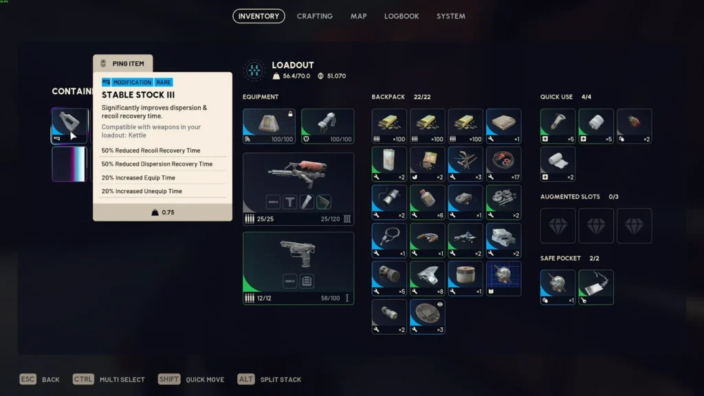 Лут из тележки в комнате персонала дамбы